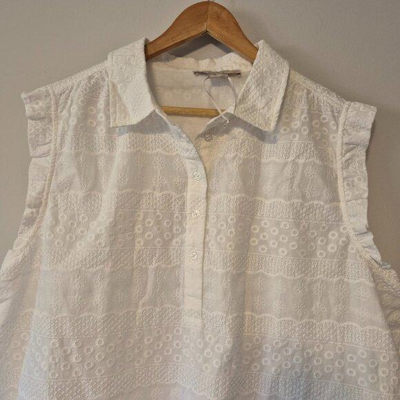 NWOT Loft White Eyelet Sleeveless Top Size XXL - Picture 6 of 11